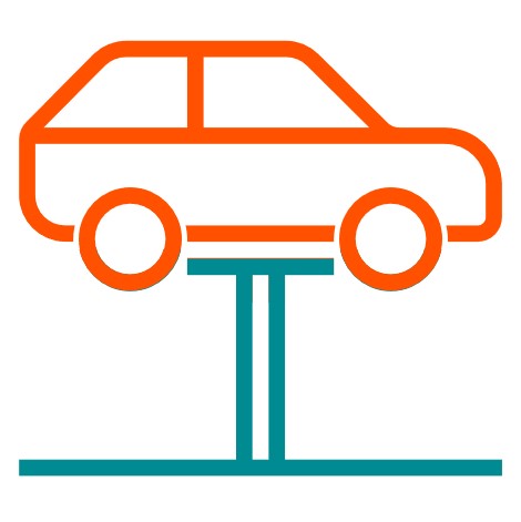 Garages, automobiles